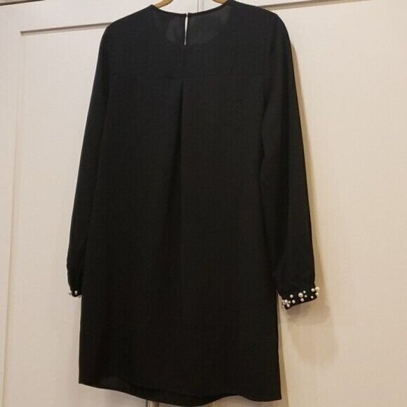 NWT H&M Black Cocktail Shift Dress with Pearl Cuff 8 - Picture 5 of 5